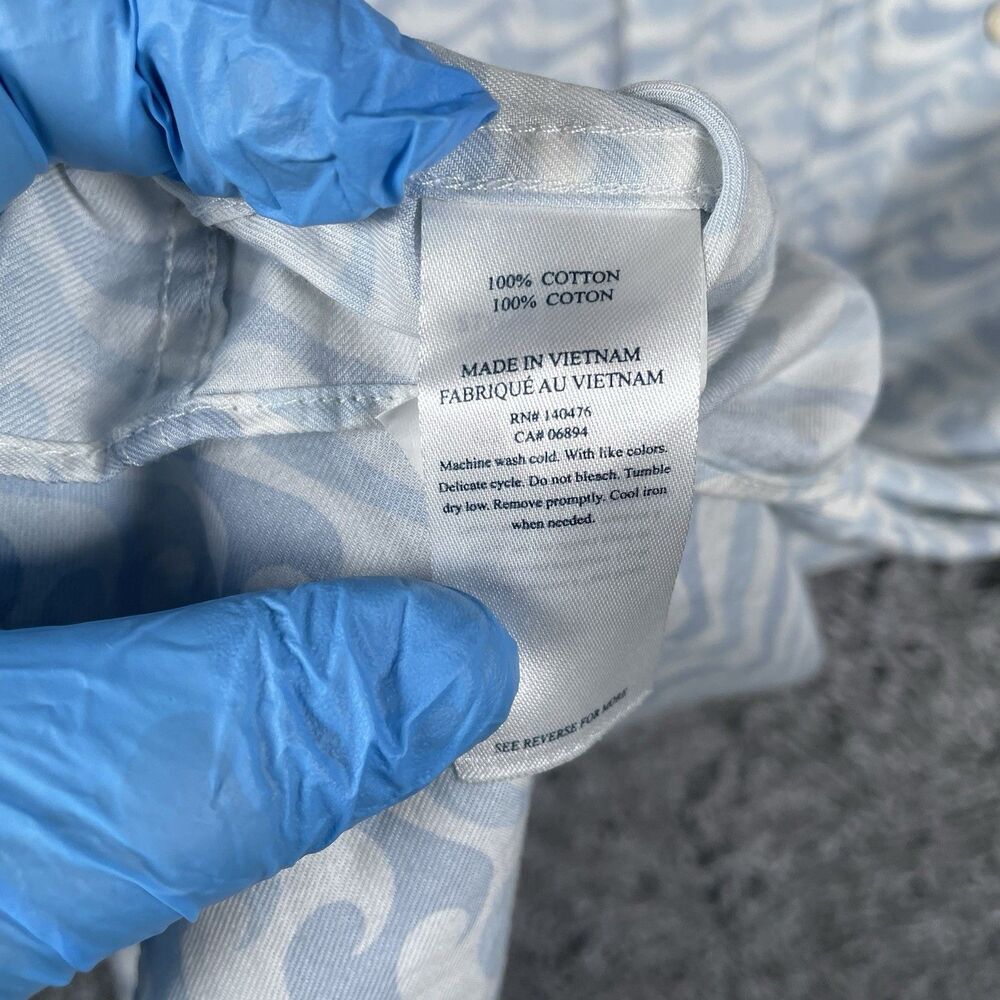 Faherty Playa Shirt Men's XL Blue Short Sleeve Waves Tropical Hawaiian Preppy - Picture 3 of 6